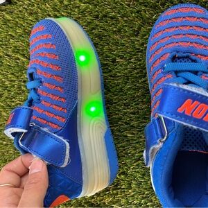 Kids Blue Light-Up Athletic Sneakers with Orange Accents size #1 USA